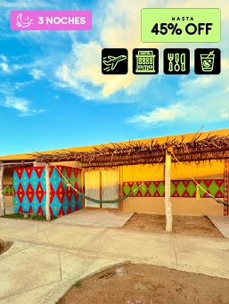 Hotel Wayira Beach &ndash; Bungalow Way&uacute;u- La Guajira - Blackdays-antes $5.496.000 ahora por 2 personas desde $ 3.022.800
!Lo Quiero!
V&aacute;lido para viajar entre el 6 de noviembre de 2025 al 26 de marzo de 2026. (No aplica 20 Dic 2025 a 19 Ene 2026, ni Semana Santa 2026)
Hotel Wayira Beach &ndash; Bungalow Way&uacute;u- La Guajira